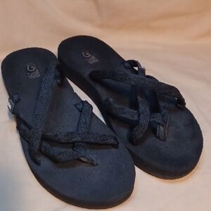 Womens Black Teva Flip Flops